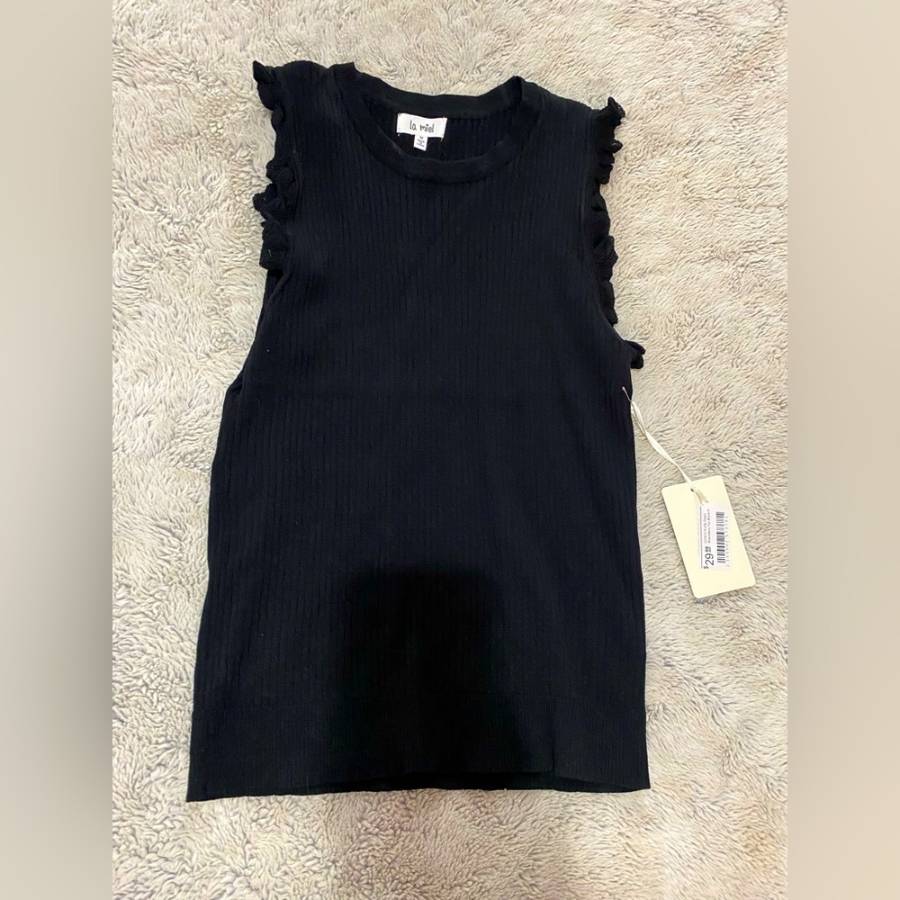 Black tank top bling boutique new